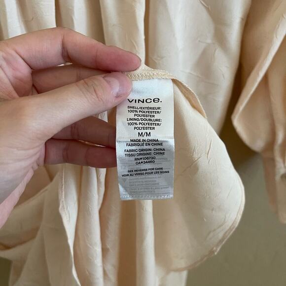 Vince Poet Cream Textured Long Sleeve Midi Dress M - Picture 7 of 8